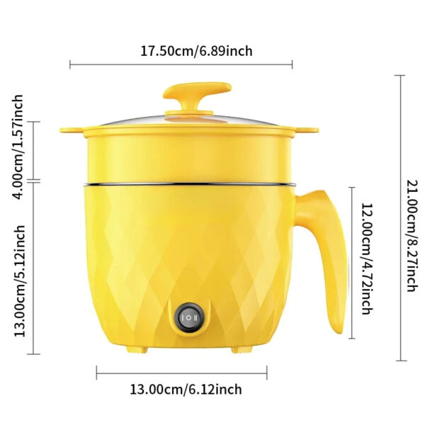 Electric Mini Diamond Cooking Pot 1.8L 600W Non Stick - Image 3